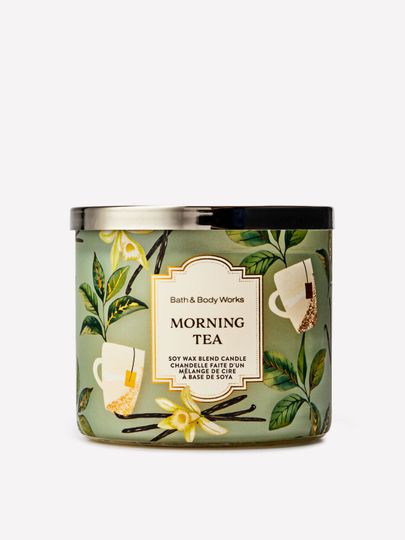 Vonná svíčka Bath & Body Works Morning Tea ze směsi sójového vosku, 3 knoty
