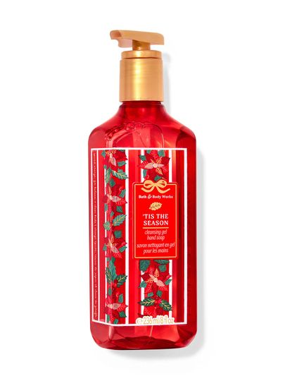 Czerwone mydło do rąk w żelu „'Tis The Season” z motywem pnących gwiazd betlejemskich. Bath & Body Works.