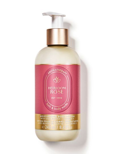 Bath & Body Works Heirloom Rose – hydratační tělové mléko s bambuckým máslem a vitamínem E z kolekce Aromatherapy