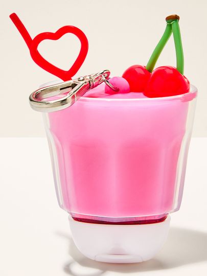 Přívěsek ve tvaru růžového koktejlu s třešněmi na gel na ruce Bath & Body Works – doplněk, gel se prodává samostatně