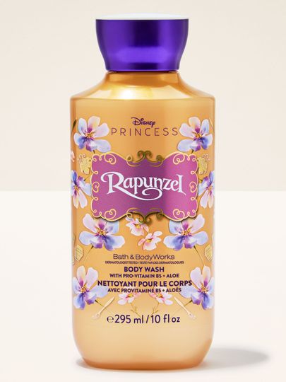 Sprchový gel Rapunzel v dekorativní lahvi inspirované motivy kolekce Disney Princess.