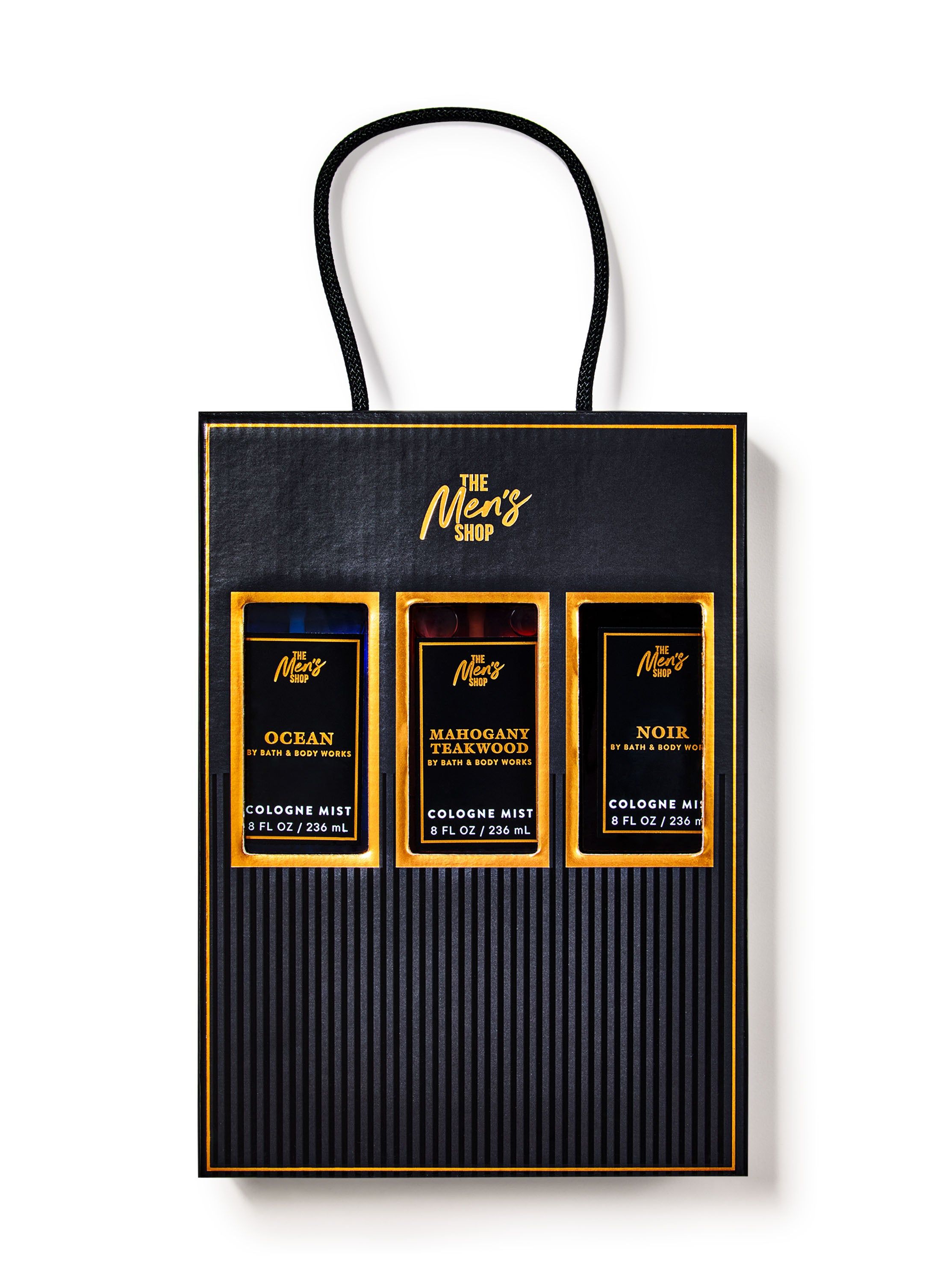 Bath & Body Works The Men’s Shop – sada voňavých sprejů Ocean, Mahogany Teakwood a Noir