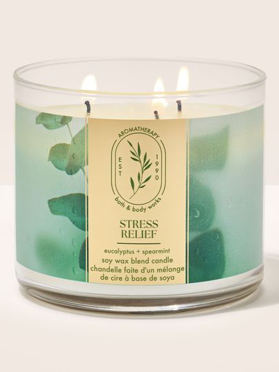 Svíčka Aromatherapy Stress Relief Eucalyptus + Spearmint se třemi hořícími knoty